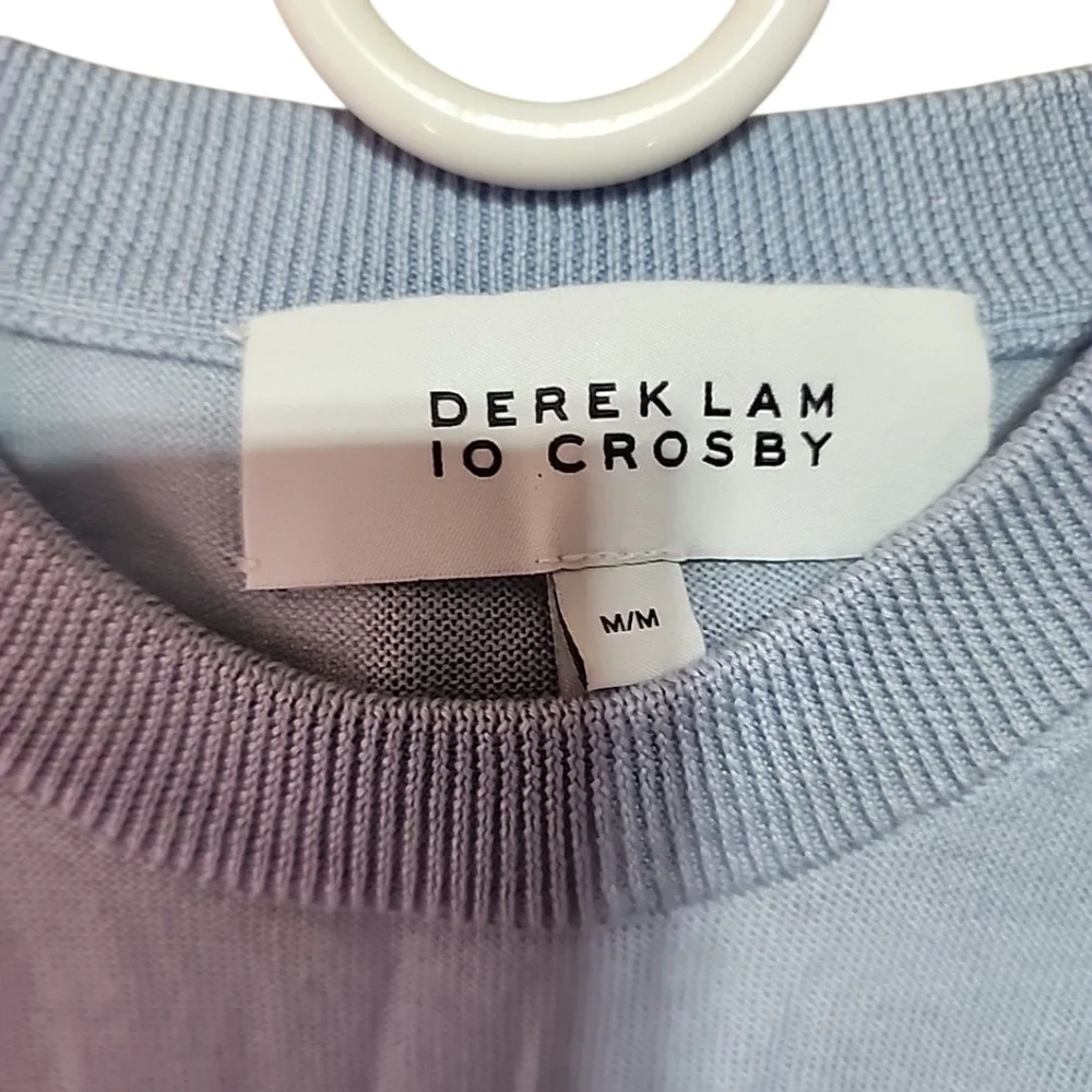 Derek Lam 10 Crosby Cashmere Silk Blend Striped Sweater Blue Size Medium - Picture 4 of 5